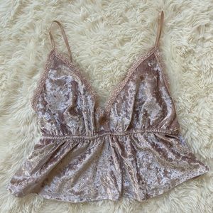 crushed velvet pink babydoll cami